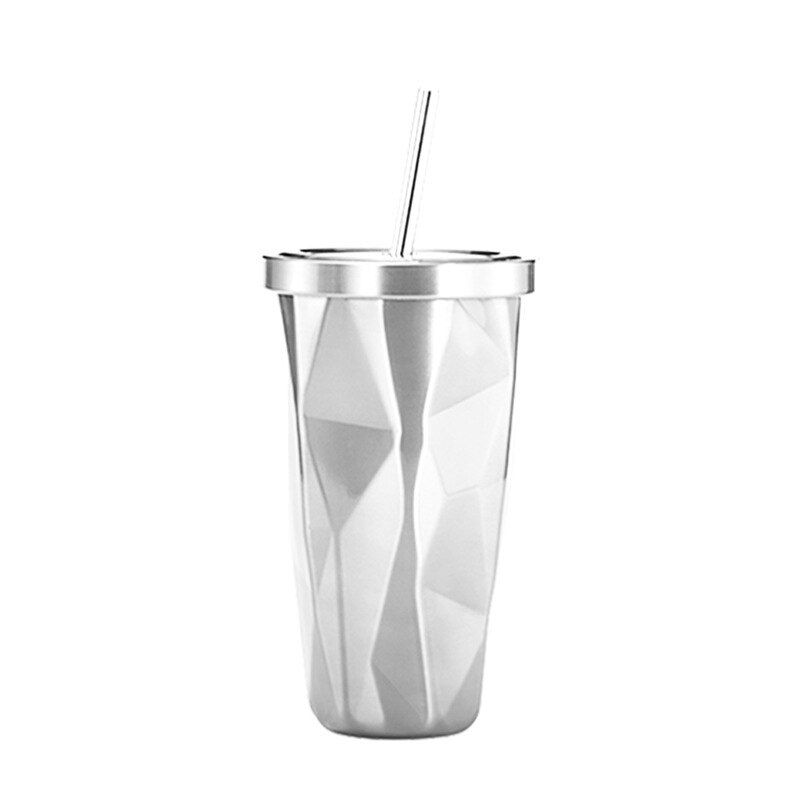 0.5 Liter Edelstahl-Kaffeeflasche mit Strohhalm